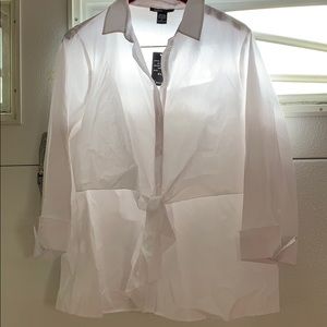 White women’s button-up blouse for work/profession